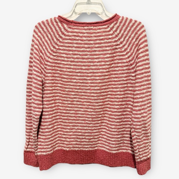 L.L.Bean Midweight 100% Cotton Slub Rollneck Pullover Stripe Sweater Sz M - Picture 2 of 5